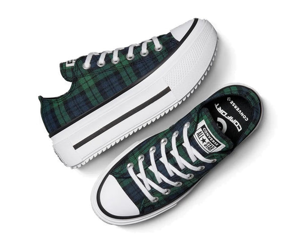 CONVERSE-CTAS-LIFT-PLATFORM-DOUBLE STACK-PLAID NAVY-CHECK-A16517C-GREEN-LOW-コンバース-オールスター-チェック-グリーン-ネイビー